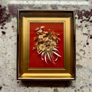 Framed Floral Art Shadowbox with Gold Frame